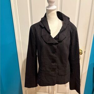 ZAPA Paris wool pinstripe jacket rouched collar gray sz M L